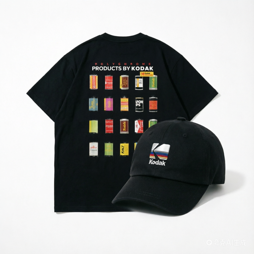 Urban Streetwear Brand - Black Kodak Retro Logo Baseball Cap,