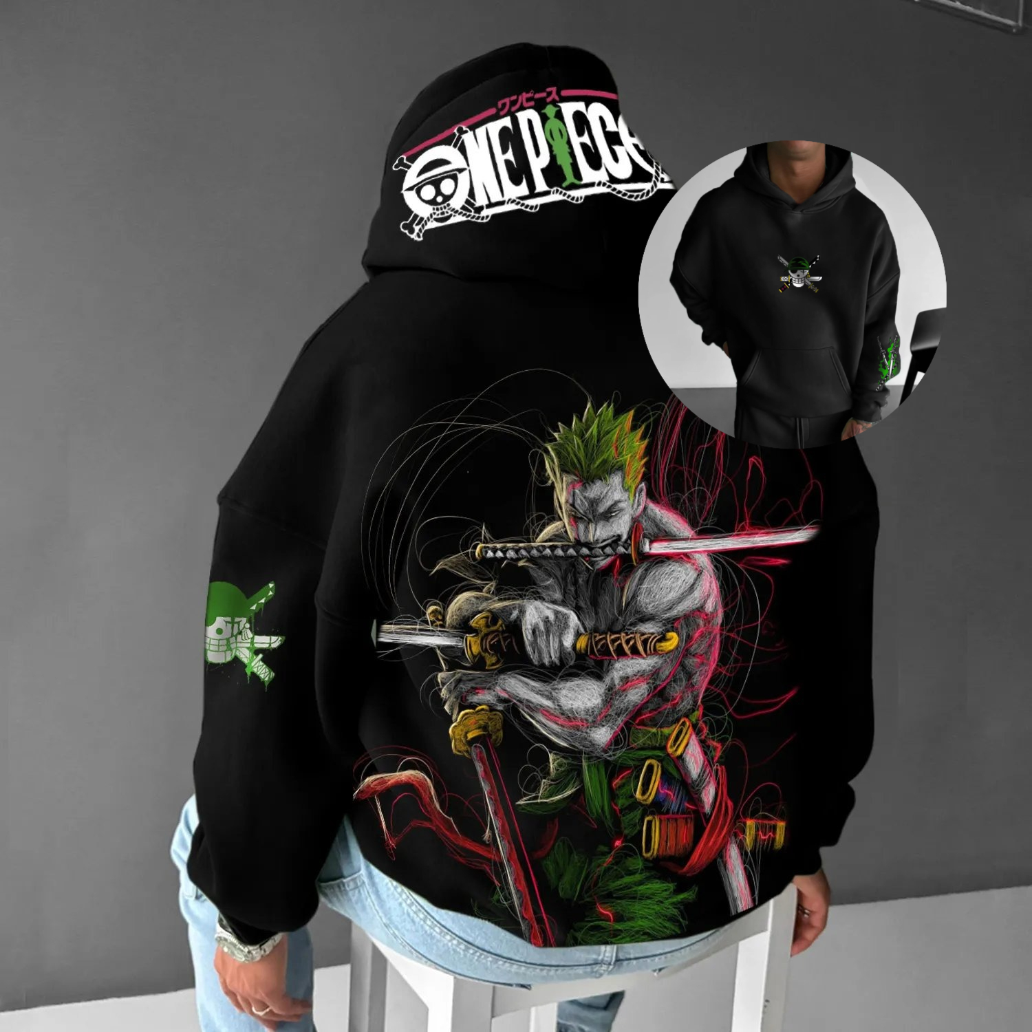 Anime One Piece Zoro Vintage O - огляд і ціна Streetwear Brand Y2K