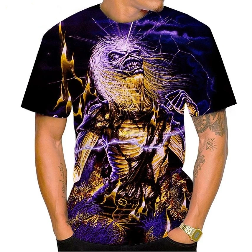 Men's Fashion Skull Print T-Sh - огляд і ціна Streetwear Brand T Shirt