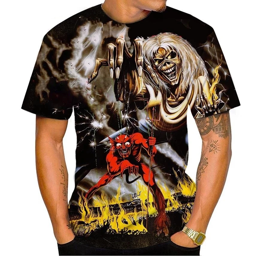Men's Fashion Skull Print T-Sh - огляд і ціна Streetwear Brand T Shirt