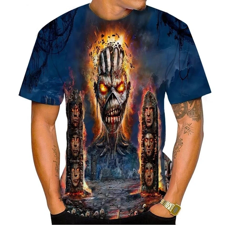 Men's Fashion Skull Print T-Sh - огляд і ціна Streetwear Brand T Shirt