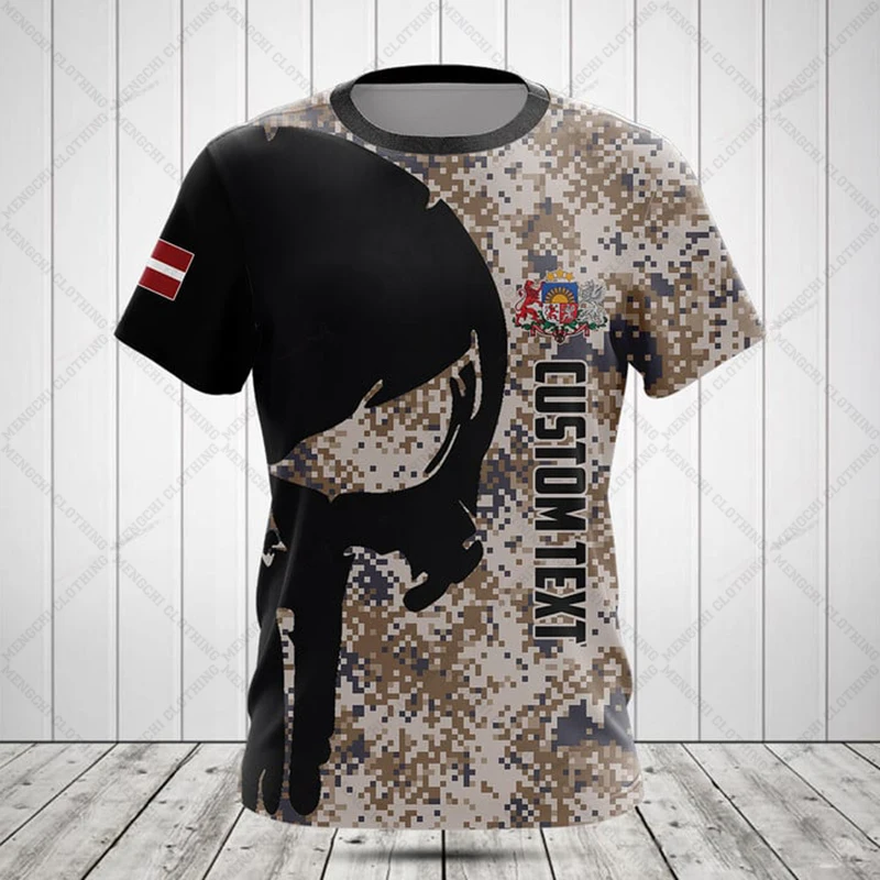 Custom Name Latvia Camouflage  - огляд і ціна Streetwear Brand T Shirt
